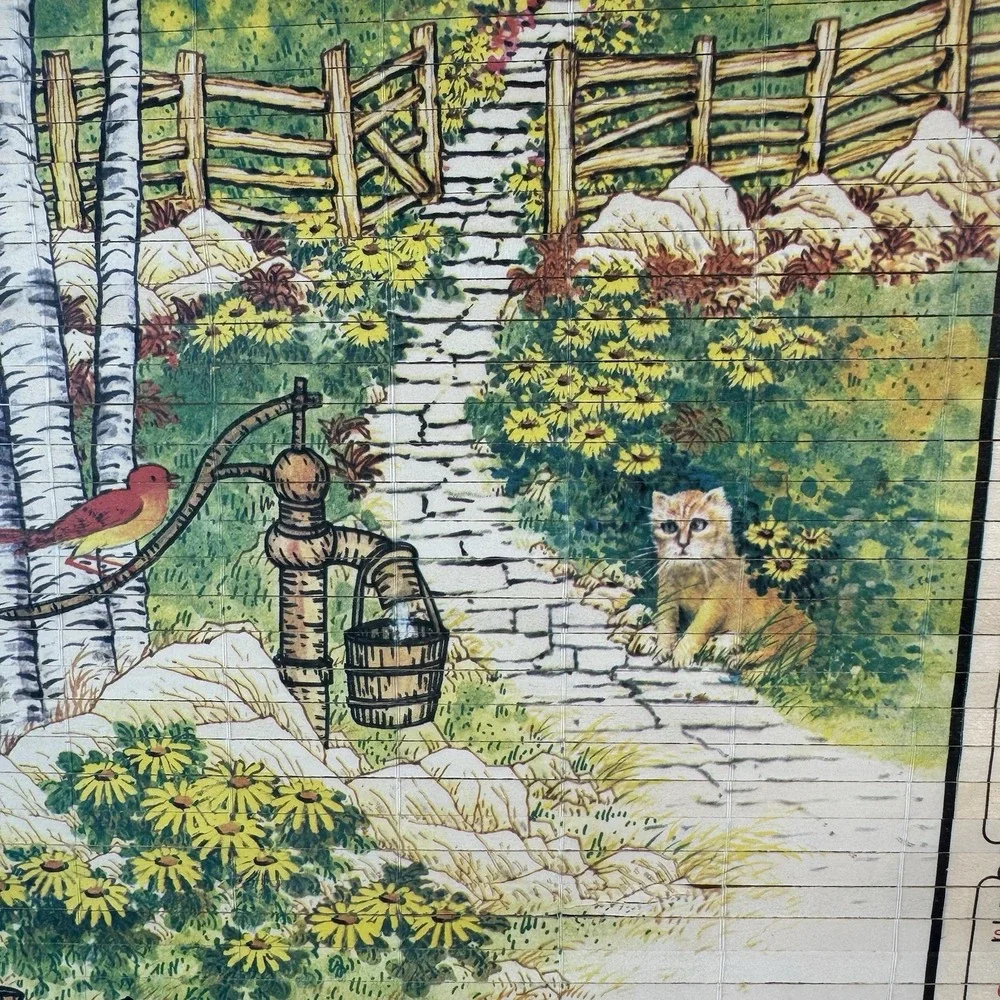 Vtg 1981‎ Bless This House wooden wall scroll farmhouse cottage decor